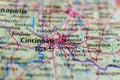 Cincinnati on map Royalty Free Stock Photo