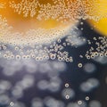A close-up shot of citrus in a glass of water with lots of bubbles beautiful background for greeting cards and advertising materia