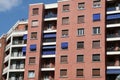 Close-up shot of a classic residential building in the city of Bilbao, Spain