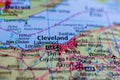 Cleveland on map Royalty Free Stock Photo