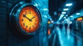 Clock on a Wall in a Subway Tunnel Royalty Free Stock Photo