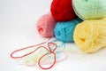 Close up shot of colored wool yarn balls as background Royalty Free Stock Photo