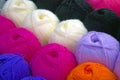 Close up shot of colored wool yarn balls Royalty Free Stock Photo