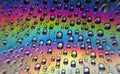 Colorful of close up rainbow droplets. Royalty Free Stock Photo