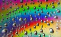 Colorful of close up rainbow droplets. Royalty Free Stock Photo