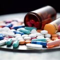 Close up shot of colorful medicine pills and tablets. Royalty Free Stock Photo