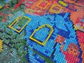 Close up shot of the colorful mosaic floor