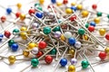 Close up pins on the white background Royalty Free Stock Photo