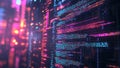 A close-up shot of colorful programming code on a dark screen, underlying a technology concept. Royalty Free Stock Photo