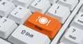 Orange Enter Key With Fork And Knife Icon On Keyboard computer technology Royalty Free Stock Photo