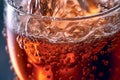 A close-up shot of condensation forming on an ice-cold glass of soda, highlighting the refreshing nature of the drink. Generative Royalty Free Stock Photo