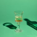 close-up shot of crystal glass of absinthe