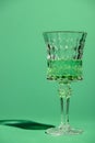 close-up shot of crystal glass of absinthe
