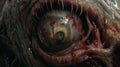 Closeup Of Bizarre Omen\'s Eye: Unreal Engine Rendered Horror-inspired Illustration