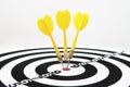 Close up shot of a dart board. Darts arrow Missing the target on a dart board during the game Royalty Free Stock Photo