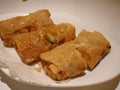 Close up shot of deep fried Bean Curd Roll