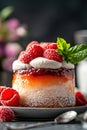 Delicious Raspberry Cream Cake Dessert Food Photography