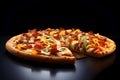 A close-up shot of a delicious bacon pizza Royalty Free Stock Photo