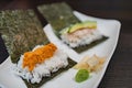 Close up shot of delicious hand roll sushi Royalty Free Stock Photo