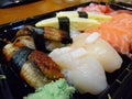 Close up shot of a delicious Japanese style sushi lunch box Royalty Free Stock Photo