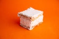 Close up shot of delicious pastel meringue white strudel Royalty Free Stock Photo