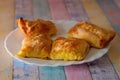 Close-up shot of a delicious pumpkin strudel on a white plate Royalty Free Stock Photo