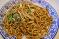Close up shot of delicious Shanghai style fry noodles
