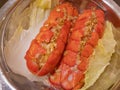 Close up shot of delicious steamed lobster tail Royalty Free Stock Photo