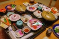 Close up shot of a delicious and sumptuous Kaiseki dinner