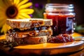 Freshly-Made Sunflower Seed Butter and Jelly Sandwich