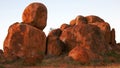 Close up shot of the devil`s marbles in australia`s northern territory at dusk Royalty Free Stock Photo