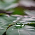 A close-up shot of a droplet of water on a leaf, showcasing the surface tension and reflections4