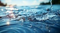 A close - up shot of a droplet of water splashing into a pool.Generative AI Royalty Free Stock Photo