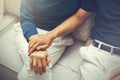 Close up shot of elderly senior couple holding hands and supporting with each other. Royalty Free Stock Photo