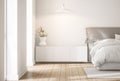 Close up shot of empty white wall in the bedroom for copy space 3d render Royalty Free Stock Photo