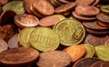 Close up shot of Euro Cent coins Royalty Free Stock Photo
