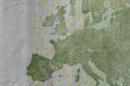 Close-up shot of Europe`s map Royalty Free Stock Photo