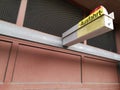 Close up shot of an exit of a building in German