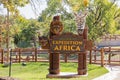 Close up shot of the Expedition Africa sign in the zoo