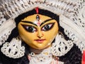 Close up shot of face of an Idol of godess durga mata with beautiful eyes and beautiful facial features Royalty Free Stock Photo