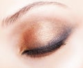 Close-up shot of female closed eye make-up Royalty Free Stock Photo