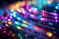 A close-up shot of fiber optic cables, the backbone of gigabit internet, showcasing the advanced technology. Generative Ai Royalty Free Stock Photo