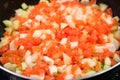 close-up shot of finely chopped radish kimchi