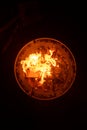 Close up shot of flames in the fire pit at night Royalty Free Stock Photo