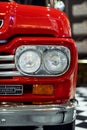 Close up shot of a Ford f100 red pick-up which produced in USA in 1960. Editorial Shot in Izmir Turkey Royalty Free Stock Photo