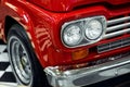 Close up shot of a Ford f100 red pick-up which produced in USA in 1960. Editorial Shot in Izmir Turkey Royalty Free Stock Photo