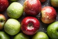 Close up shot of Fresh green and red apples, apples background of various colors Royalty Free Stock Photo