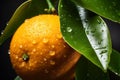 Close up shot of a fresh mandarin with few water drops 1