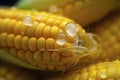 Close up shot Fresh ripe and peeled sweet corn with water drop high vitamin nature food select focus shallow depth Royalty Free Stock Photo