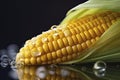 Close up shot Fresh ripe and peeled sweet corn with water drop high vitamin nature food select focus shallow depth Royalty Free Stock Photo